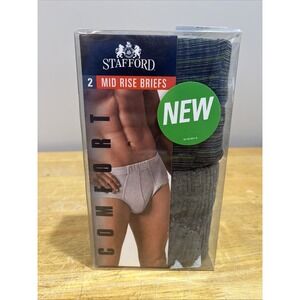 Vtg Stafford Men's Comfort Collection XL Mid Rise Brief Underwear Striped Gray